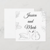 Swan Theme Wedding Enclosure Card Kaart (Voorkant / Achterkant)