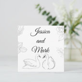 Swan Theme Wedding Enclosure Card Kaart (Staand voorkant)