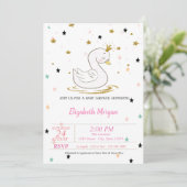 Swan, Tiara, Stars, Princess Baby shower Kaart (Staand voorkant)