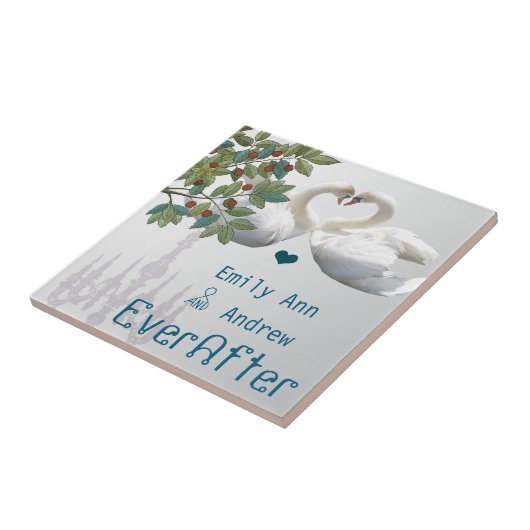 Swan Tortelduifjes Chandelier Ever After Jubileum Tegeltje (Zijkant)