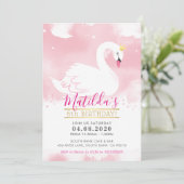 SWAN VERJAARDAGSFEEST UITNODIGEN  tiara goud roze Kaart (Staand voorkant)