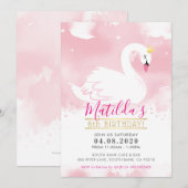 SWAN VERJAARDAGSFEEST UITNODIGEN  tiara goud roze Kaart (Voorkant / Achterkant)