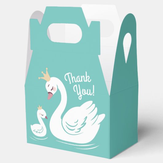 Swan verjaardagsfeestje Blauwgroen Bedankdoosjes (Geopend)