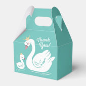 Swan verjaardagsfeestje Blauwgroen Bedankdoosjes (Voorkant Zijde)