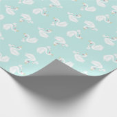 Swan verjaardagsfeestje Blauwgroen Cadeaupapier (Hoek)