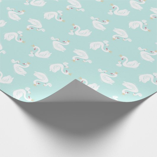 Swan verjaardagsfeestje Blauwgroen Cadeaupapier (Hoek)
