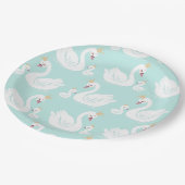 Swan verjaardagsfeestje Blauwgroen Papieren Bordje (Gekanteld)