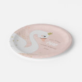 Swan Verjaardagsfeestje Papier Bord | roze en goud (Gekanteld)