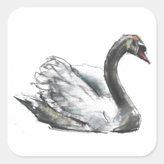Swan Vierkante Sticker (Voorkant)