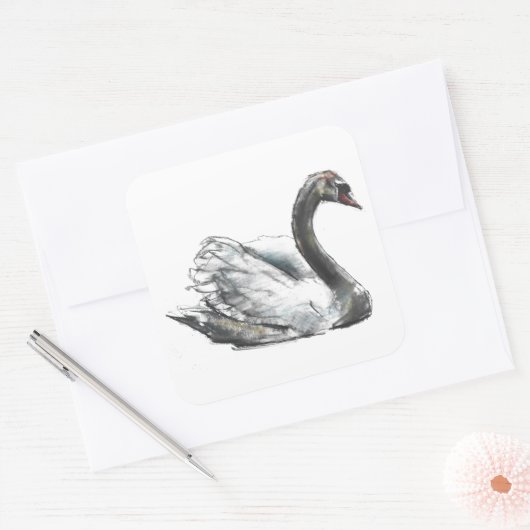 Swan Vierkante Sticker (Envelop)
