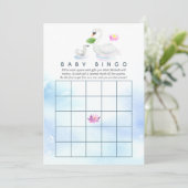 Swan Waterverf Baby shower Bingo Kaart (Staand voorkant)