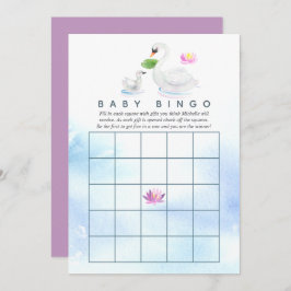 Swan Waterverf Baby shower Bingo Kaart