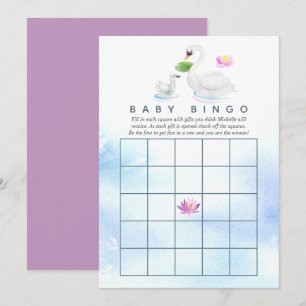 Swan Waterverf Baby shower Bingo Kaart