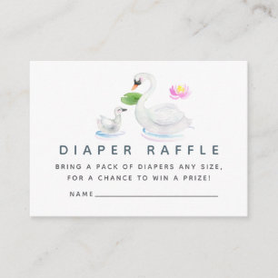 Swan Waterverf Baby shower Diaper Raffle Informatiekaartje