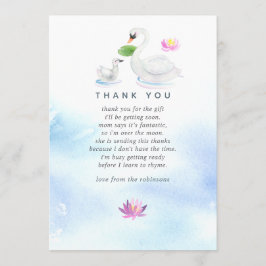 Swan Waterverf Baby shower Hartelijk dank Bedankkaart
