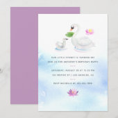 Swan waterverf Children's Birthday Party Kaart (Voorkant / Achterkant)