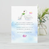 Swan waterverf Children's Birthday Party Kaart (Staand voorkant)