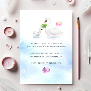 Swan waterverf Children's Birthday Party Kaart