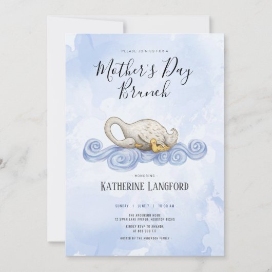 Swan waterverf moederdag brunch kaart (Voorkant)