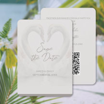 Swan Wedding 5x7 Save the Date QR Code Kaart