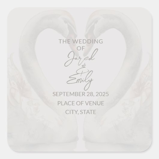 Swan Wedding Custom Text Sticker (Voorkant)