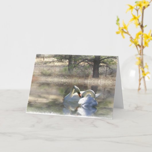 Swan Wedding Gefeliciteerd Kaart (Gele Bloem)
