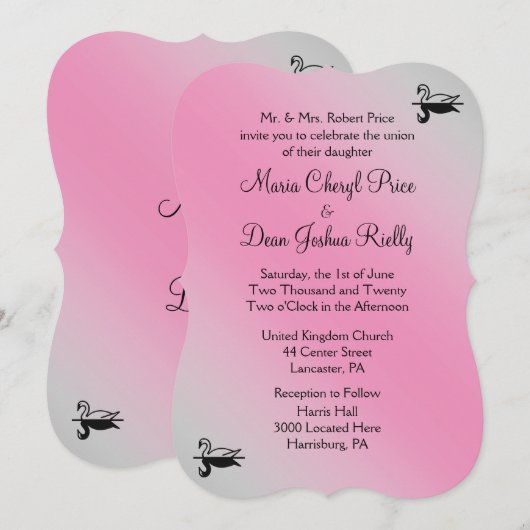 Swan Wedding Invitation 5"x 7" Kaart (Voorkant / Achterkant)