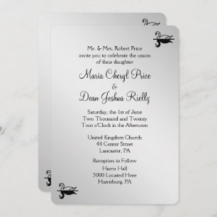 Swan Wedding Invitation 5"x 7" Kaart