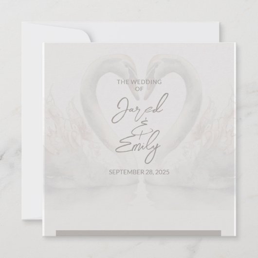 Swan Wedding Invitation QR-code Kaart (Voorkant)