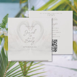 Swan Wedding Invitation QR-code Kaart
