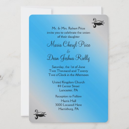 Swan Wedding Invitations Kaart (Voorkant)
