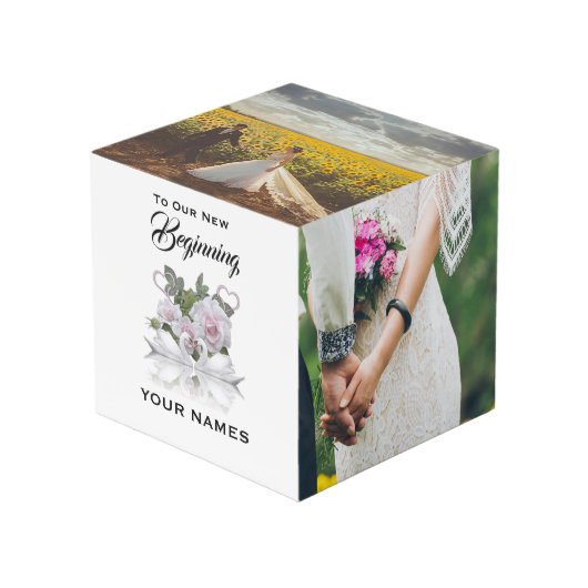Swan Wedding Photo Cube Kubus (Voorkant hoekig)
