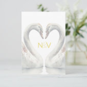 Swan Wedding RSVP QR Code Kaart (Staand voorkant)