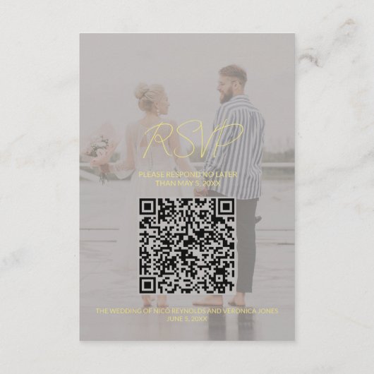 Swan Wedding RSVP QR Code Kaart (Achterkant)