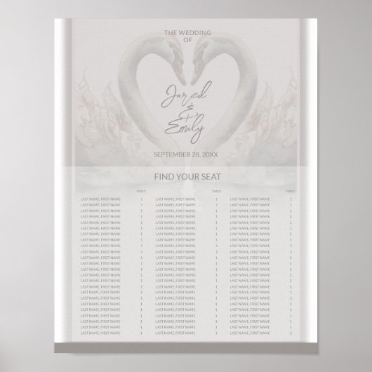 Swan Wedding Zitting Chart Poster (Voorkant)
