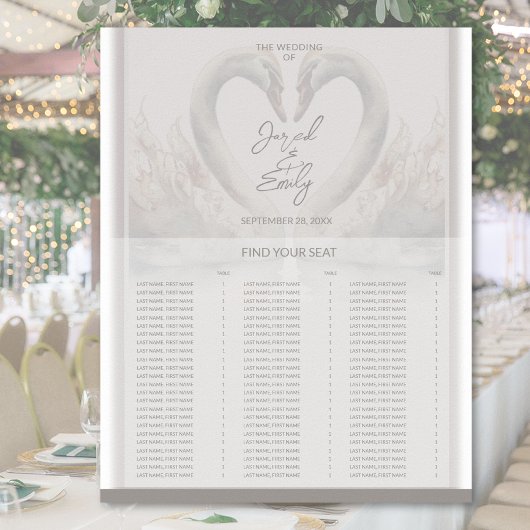 Swan Wedding Zitting Chart Poster