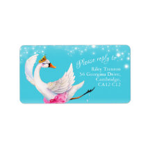 Swan whimsy waterverf antwoord adresetiketten