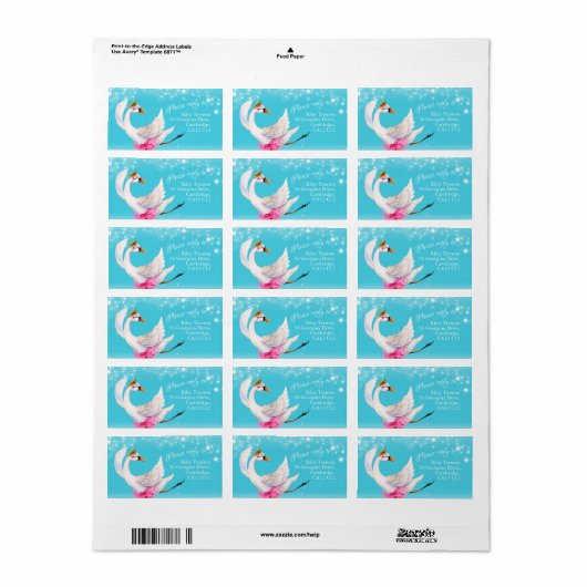 Swan whimsy waterverf antwoord adresetiketten etiket (Full Sheet)