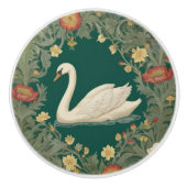 Swan William Morris stijl Links tegenover Blauwgro Keramische Knop (Voorkant)