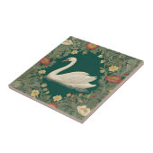 Swan William Morris stijl Links tegenover Blauwgro Tegeltje (Zijkant)