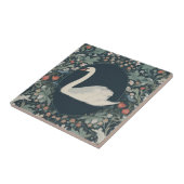 Swan William Morris stijl Links tegenover Floral Tegeltje (Zijkant)