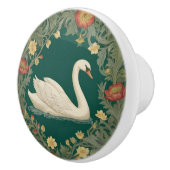 Swan William Morris stijl Rechts tegenover Blauwgr Keramische Knop (Rechts)