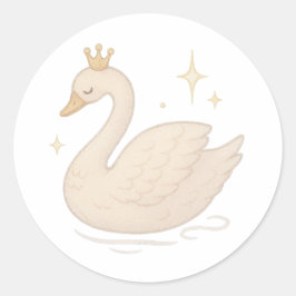 Swan with crown ronde sticker