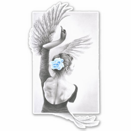 Swan Woman danser Elegant Ballet Surreal art Sticker (Voorkant)