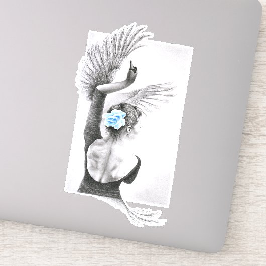 Swan Woman danser Elegant Ballet Surreal art Sticker (Detail)