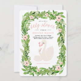 Swan Wreath Spring Baby shower Uitnodiging