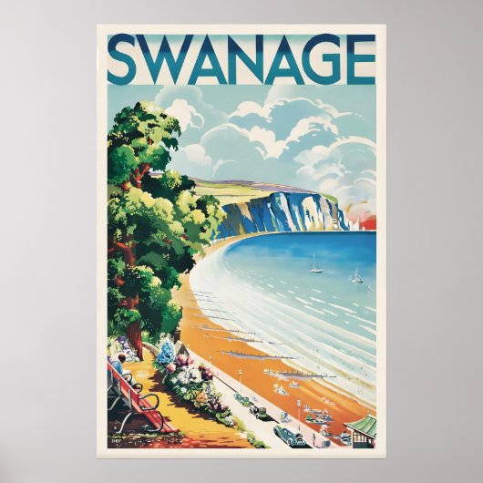 Swanage Groot-Brittannië Vintage Reisposter Aangep Poster (Voorkant)