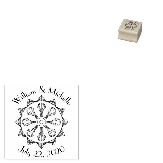 Swanky Art Deco Houten Aankondigingsstempel Rubberstempel (Gestempeld)