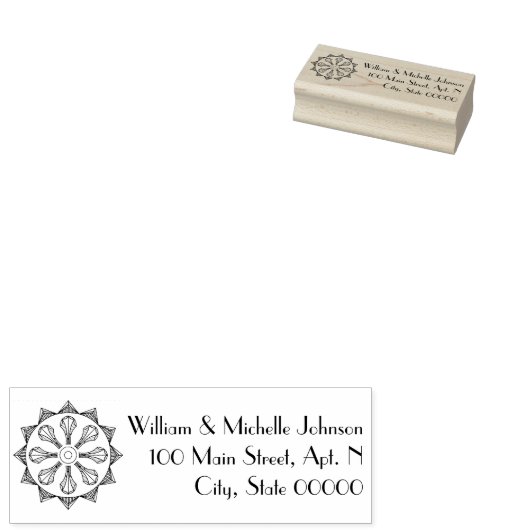 Swanky Art Deco Houten Adresstempel Rubberstempel (Gestempeld)