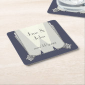 Swanky Art Deco in Blauw Papier Onderzetter (Schuin)